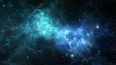 Looped flight through deep space nebula