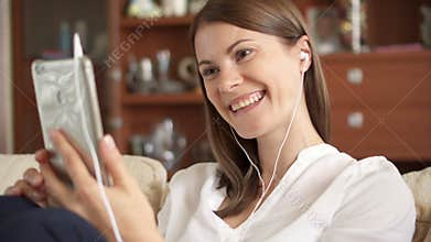 Slow Motion Woman talking on phone having conversation via video chat. Businesswoman using smart phone