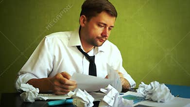 Overload accountant or businessman is in frustration.