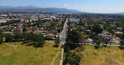 Aerial drone footage into a neighborhood 4k 24fps
