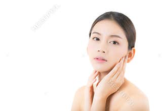 Beautiful girl with makeup, woman and skin care cosmetics concept.