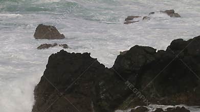 Stormy weather along Atlantic Ocean near Sines, Portugal