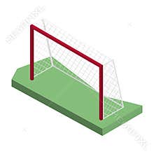 Gate for playing soccer in isometric, vector illustration.