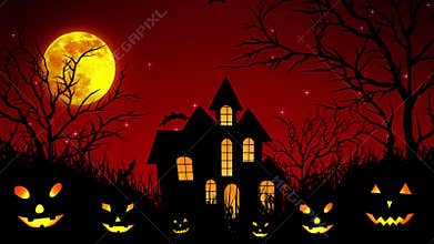 Halloween Castle in the Woods in Red