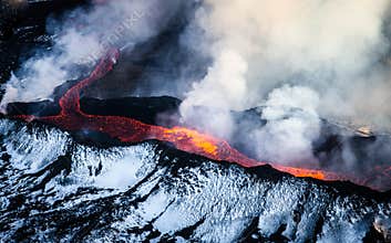 Erupting volcano in Iceland