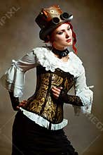 Girl Wearing Steampunk Hat