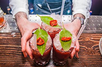 Three Bloody Mary Cocktails