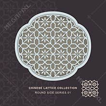 Chinese window tracery lattice round side series 01 flower pattern.