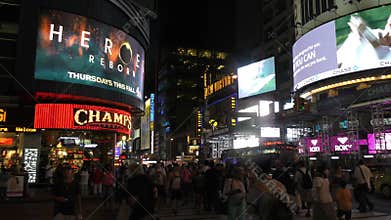 Nighttime crowds in Manhattan Times Square