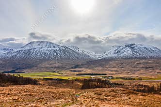 Scottish Highlands, mountain, snow, winter, Scotland