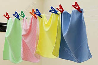 Colorful Fiber Cloth hanging to dry