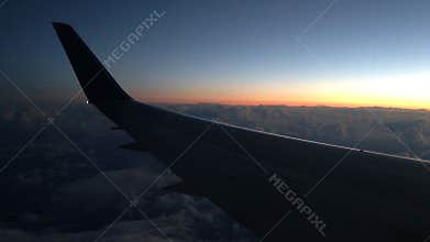 Airliner wing at night