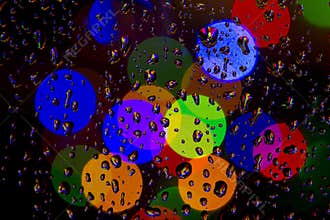 Party lights with rain drops