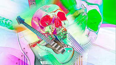 Psychedelic guitar and skull
