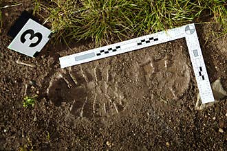 Evidence of footprint on crime scene