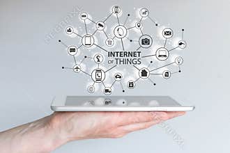 Internet of things (IOT) and mobile computing concept. Network of connected mobile devices