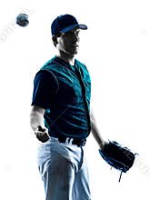 Man baseball player silhouette isolated