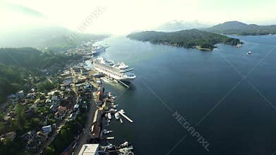 Alaska city helicopter view