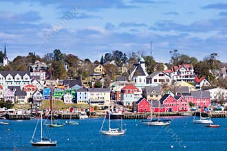Historic Lunenburg harbor Nova Scotia NS Canada