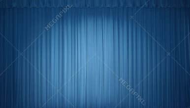 Blue stage curtain