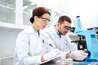 Young scientists making test or research in lab