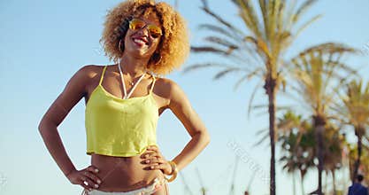 Beautiful Smilng Girl With Afro Haircut