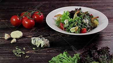 Healthy salad with shrimps.