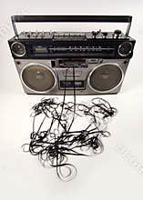 Tape spewing boombox