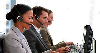 Business people working in call center