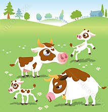 Farm animals in vector set: cows.
