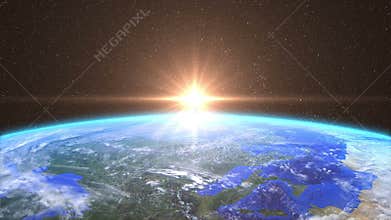 Highly Detailed Sunrise over the Earth