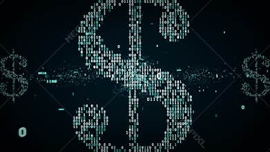 Binary Dollar Symbol Blue