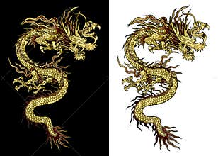 Traditional golden Chinese dragon