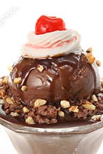 Chocolate ice cream sundae dessert