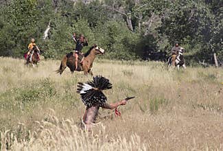 CASPER, WY__CIRCA Â JULY Â 2015__Soldiers and indians reenactment in Casper, Wy. circa July 2015