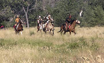 CASPER, WY__CIRCA Â JULY Â 2015__Soldiers and indians reenactment in Casper, Wy. circa July 2015