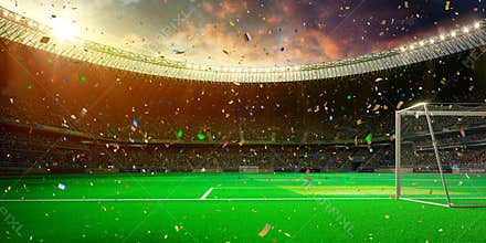 Evening stadium arena soccer field championship win!