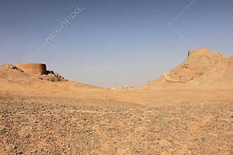 Towers of Silence near Yazd city, Iran.