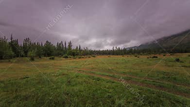 Clouds in the mountain valley.