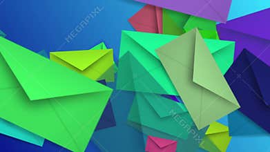 Flying envelopes in various colors