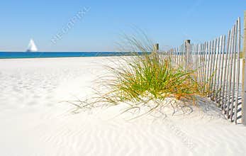 Sand Dune Fence and Sailboat