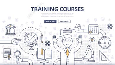 Training Courses and Education Doodle Concept