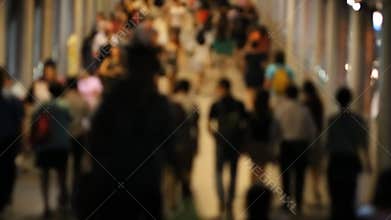 Blur crowd people walking at night