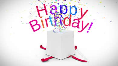 Digital animation of birthday gift exploding