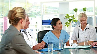 Medical team working together during meeting
