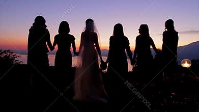 Bride with bridesmaids.