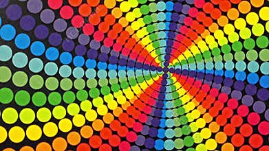 Retro Rainbow Colored Dots Rotating Animation Background