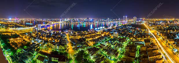 Danang panoramic city nightlife
