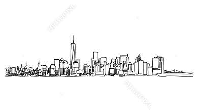 New York Panorama Outline Animation