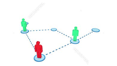 Animation of men stick figures getting connected. Affiliate marketing concept